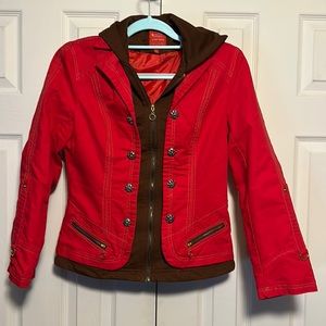 Womens Medium Double Layer Appearing Jacket Hoodie